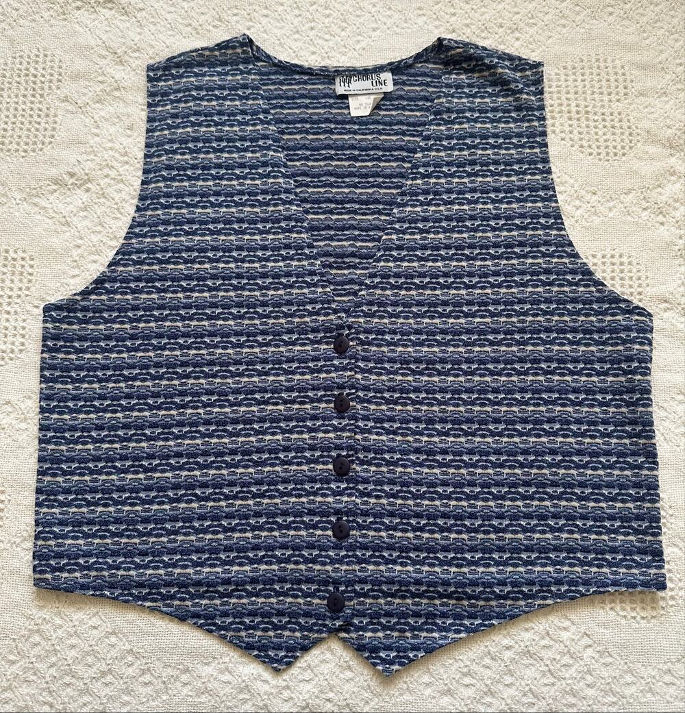 Vintage Chorus Line Western Blue Knitted Vest